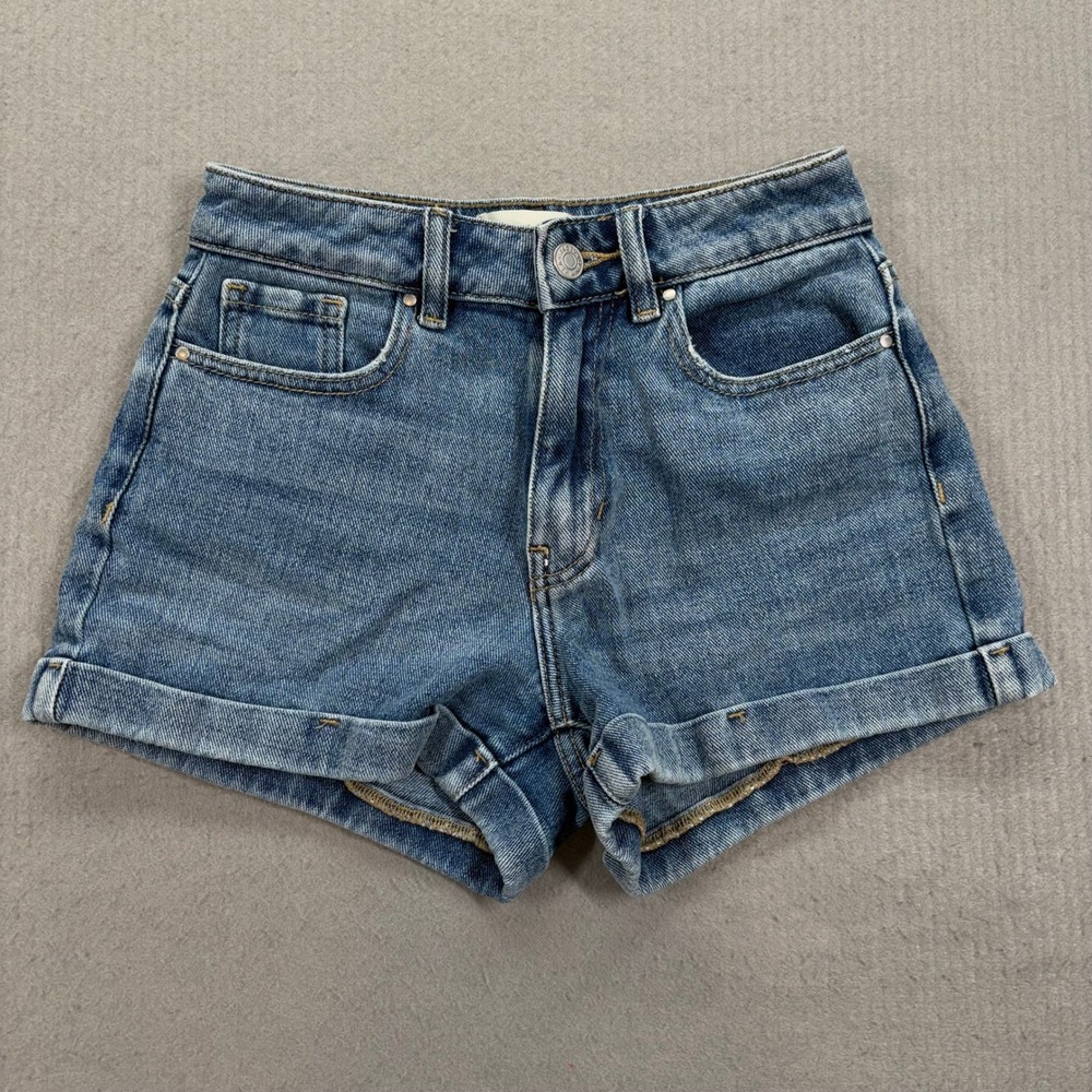 PacSun Mom Shorts Womens Size 22 Blue Denim High Waisted Cuffed Medium Wash
